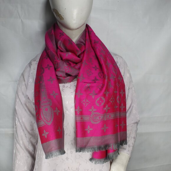 Louis Vuitton Stole Shawl Wrap 65% Cashmere 35% Silk  Pink Used - Picture 6 of 8